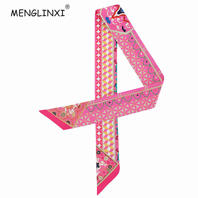 Silk Neck Scarf - New Geometric Floral Print Silk Scarf