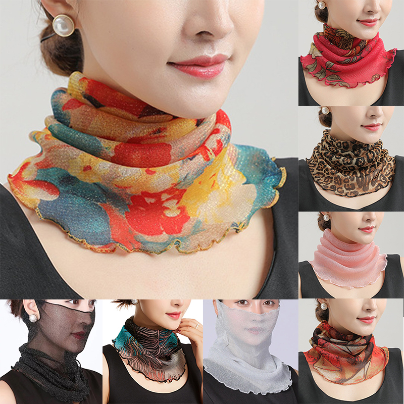 Face Scarf Mask - Spring Summer Chiffon Neck Collar Scarf