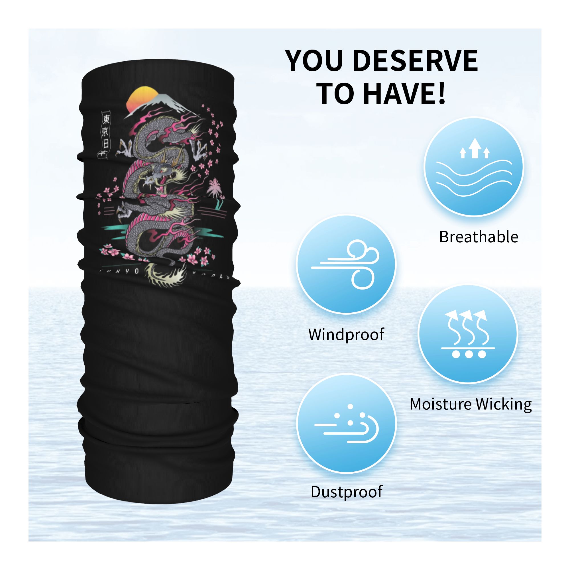 Custom Tokyo Japan Dragon Wint - مراجعة Neck Warmer Tube وسعره