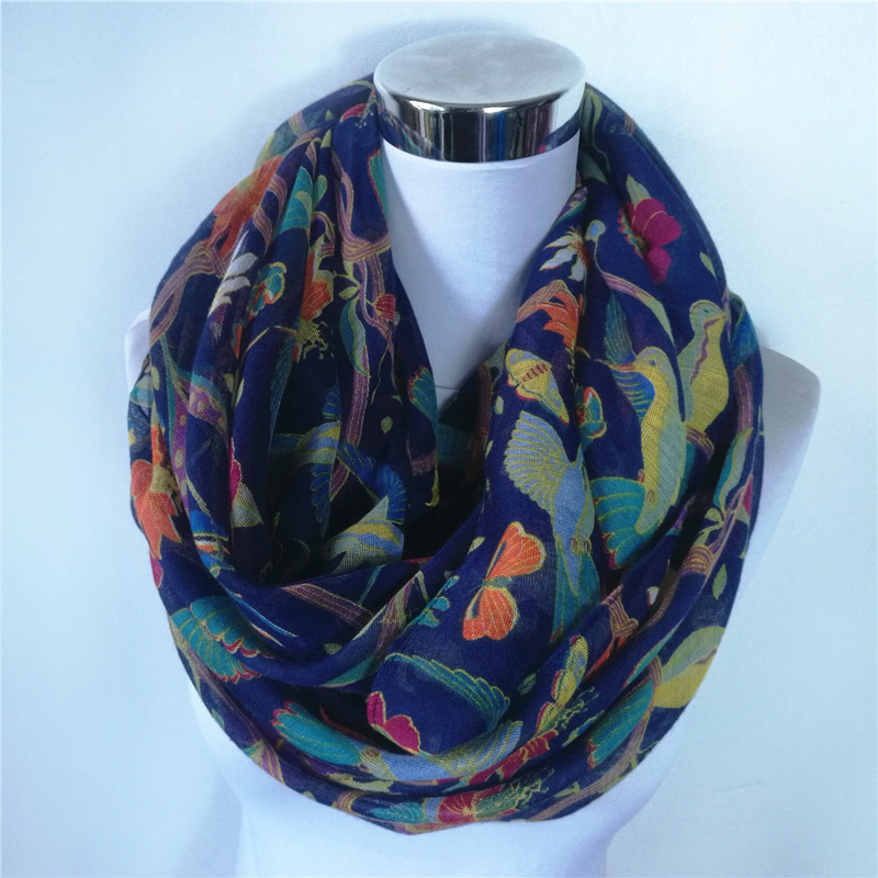 New Magpie Bird print Viscose  - مراجعة Infinity Scarf Knit وسعره