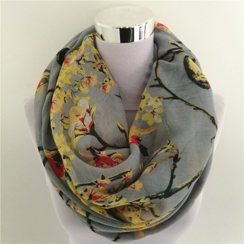 New Magpie Bird print Viscose  - مراجعة Infinity Scarf Knit وسعره
