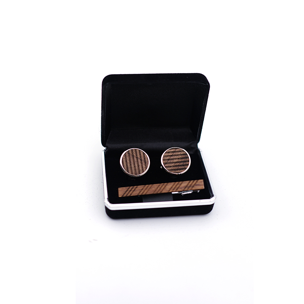 High Quality Wood Cuff links n - مراجعة Tie Bar Set Gift وسعره