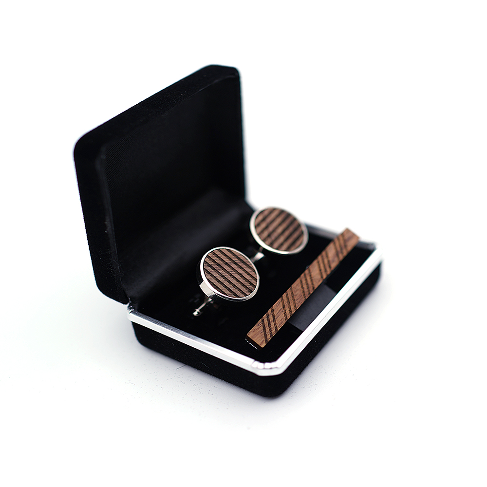 High Quality Wood Cuff links n - مراجعة Tie Bar Set Gift وسعره