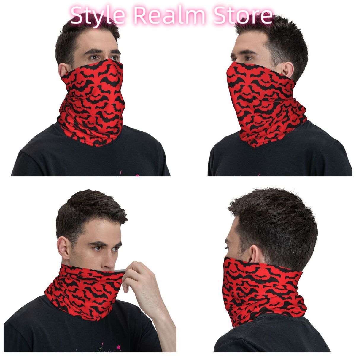 Gothic Witch Bats Pattern Band - مراجعة Neck Warmer Tube وسعره