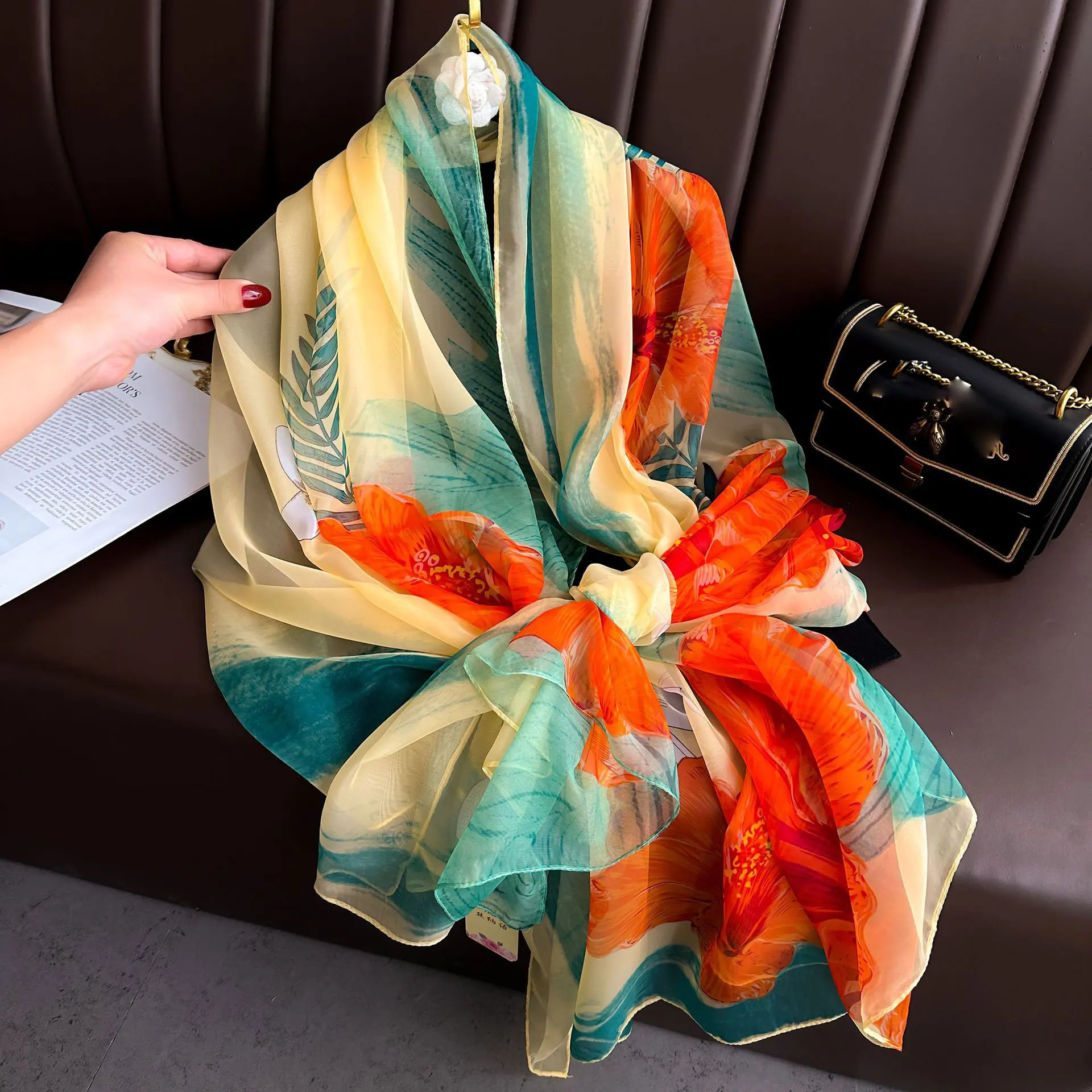 Silk Scarf Fashion Design Neck - مراجعة Pashmina Wrap Large وسعره