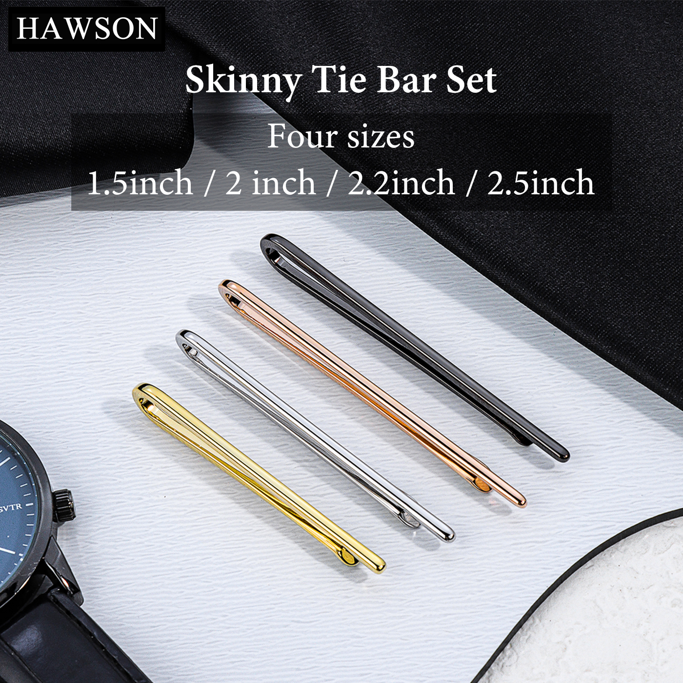 HAWSON Tie Clips for Men 4Pcs  - مراجعة Tie Bar Set Gift وسعره