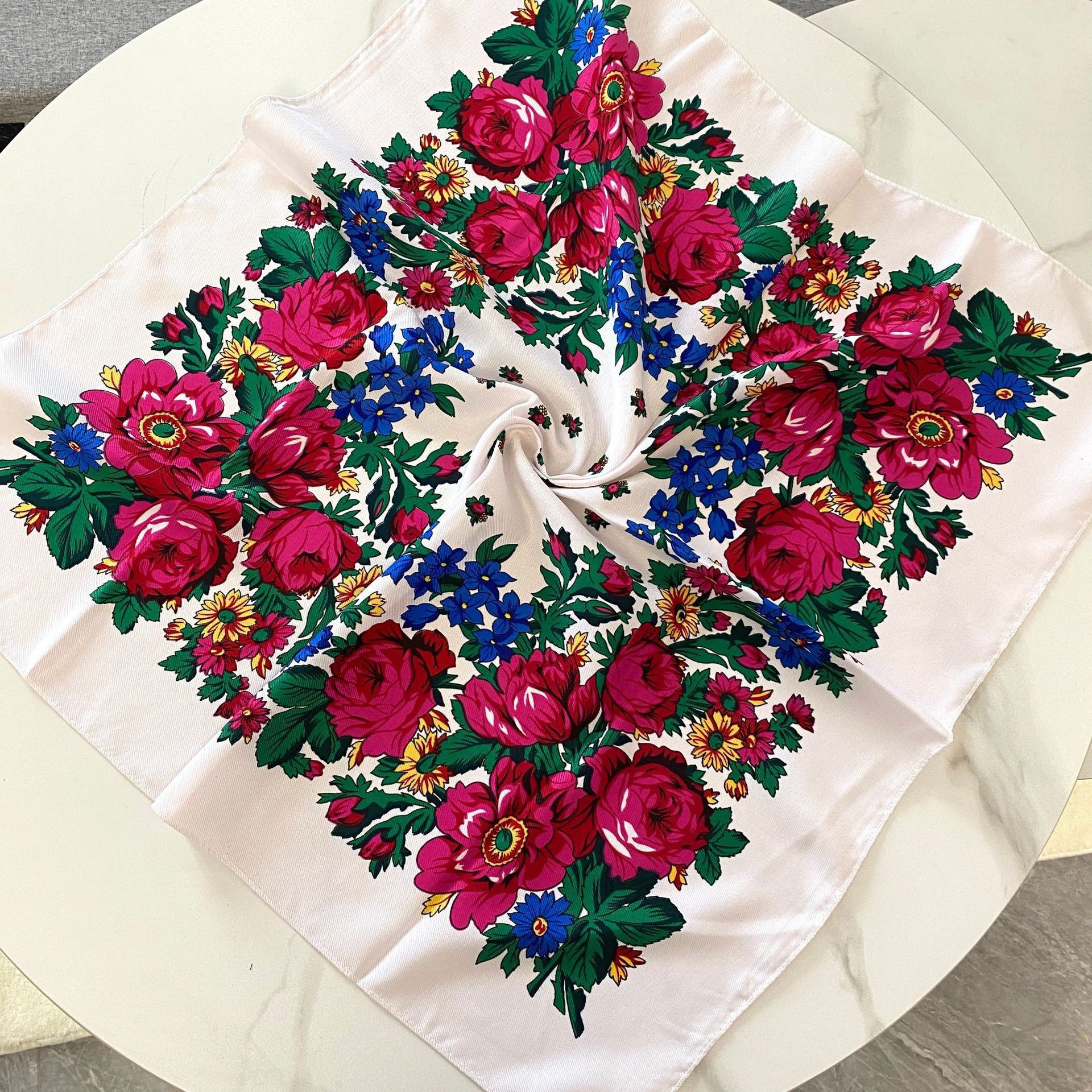 70*70cm Russian Floral Square  - مراجعة Bandana Cotton وسعره