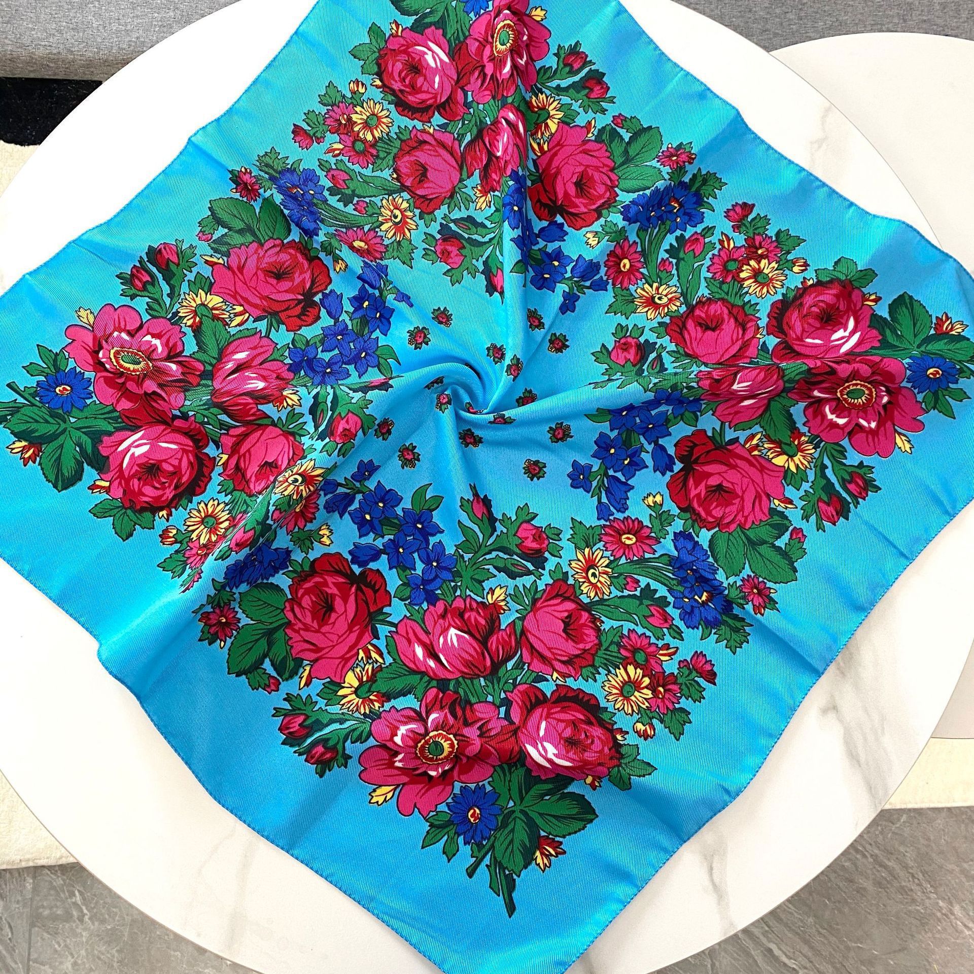 70*70cm Russian Floral Square  - مراجعة Bandana Cotton وسعره
