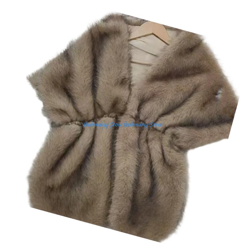 573B Luxurious Artificial Furs - مراجعة Stole Wedding Shawl وسعره