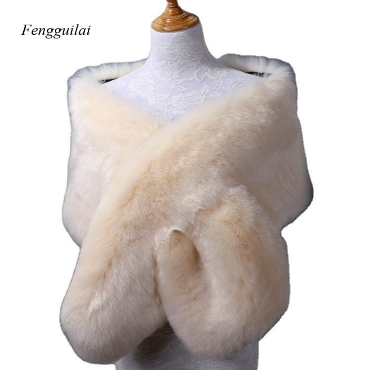 Women's White Faux Fur Shawl B - مراجعة Stole Wedding Shawl وسعره