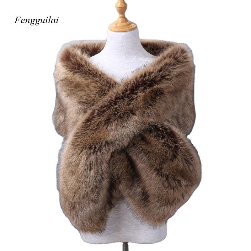 Women's White Faux Fur Shawl B - مراجعة Stole Wedding Shawl وسعره