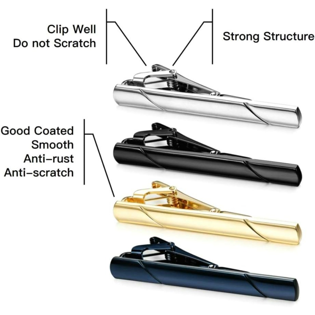 This men's polished metal tie  - مراجعة Tie Bar Set Gift وسعره