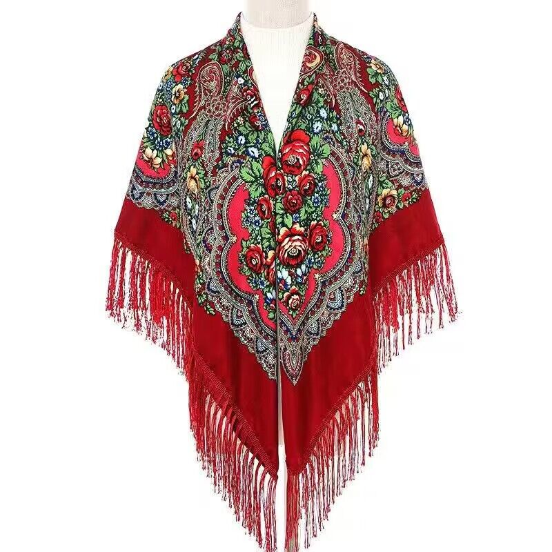 130*130cm Ethnic Printed Squar - مراجعة Woven Scarf Blanket وسعره