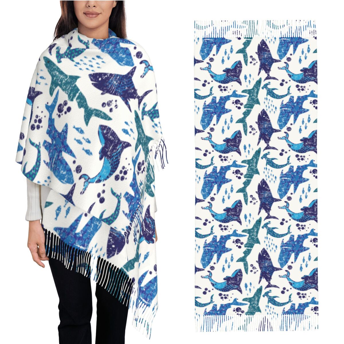 Shark Underwater World Ocean S - مراجعة Pashmina Wrap Large وسعره