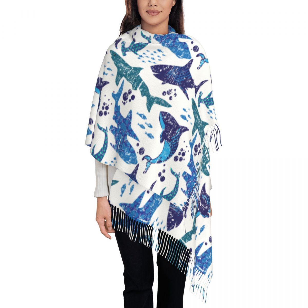 Shark Underwater World Ocean S - مراجعة Pashmina Wrap Large وسعره