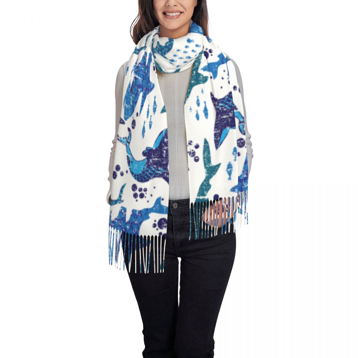 Shark Underwater World Ocean S - مراجعة Pashmina Wrap Large وسعره
