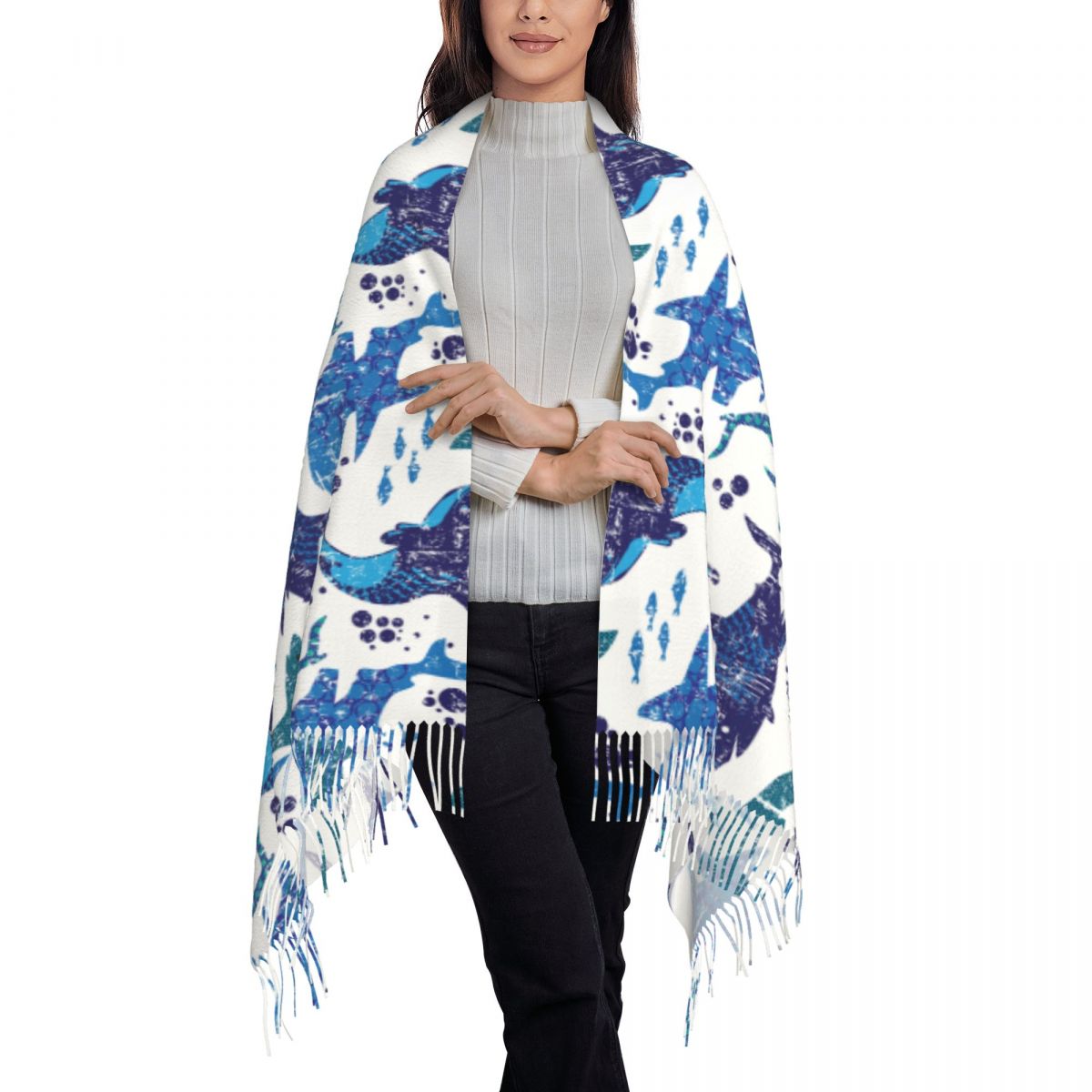 Shark Underwater World Ocean S - مراجعة Pashmina Wrap Large وسعره