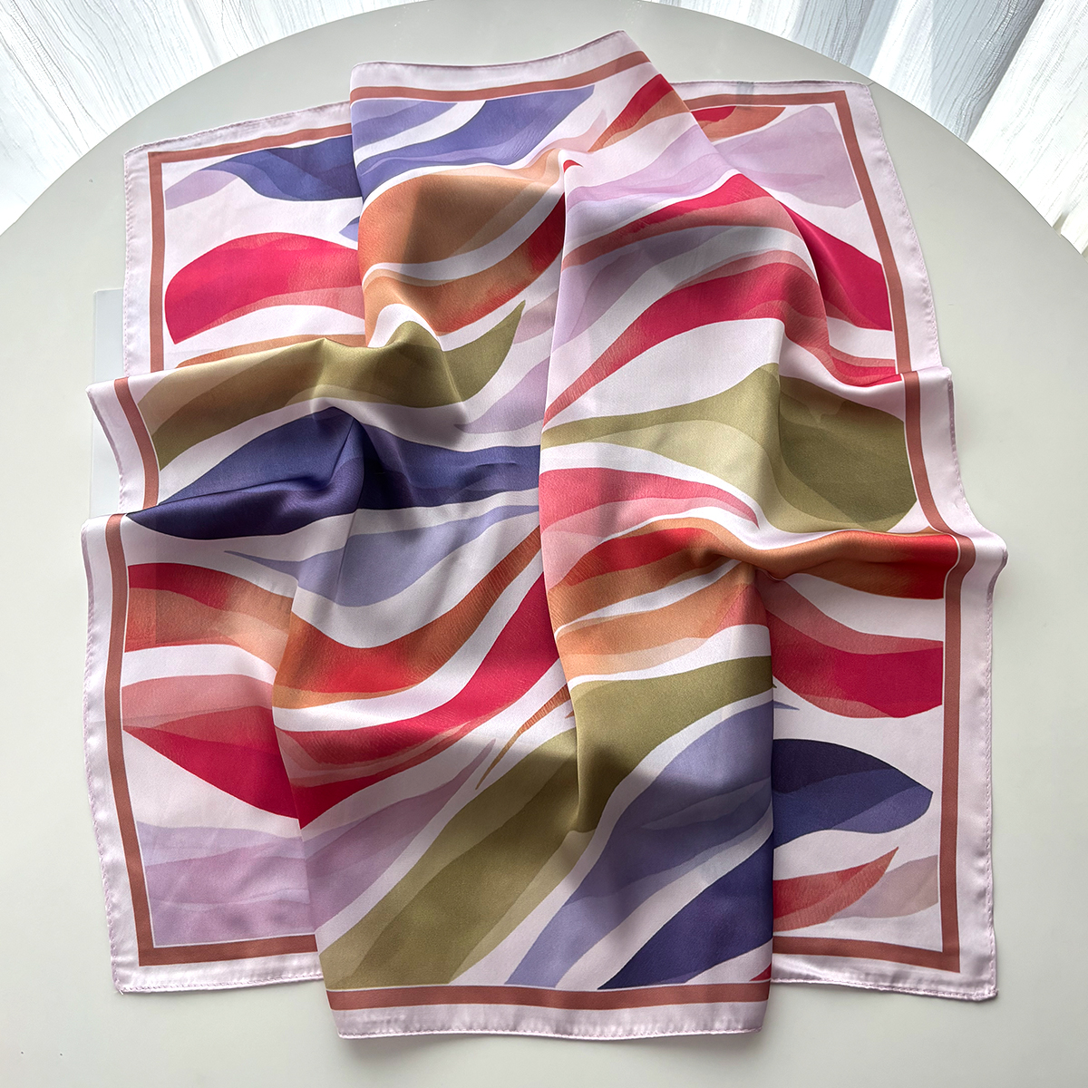 Design Print Women Silk Imitat - مراجعة Scarf Silk Square وسعره