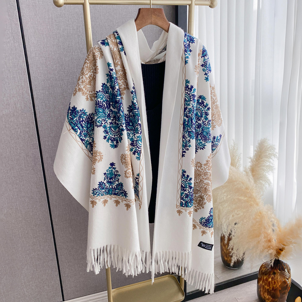 Women Fashion Winter Warm Cash - مراجعة Woven Scarf Blanket وسعره