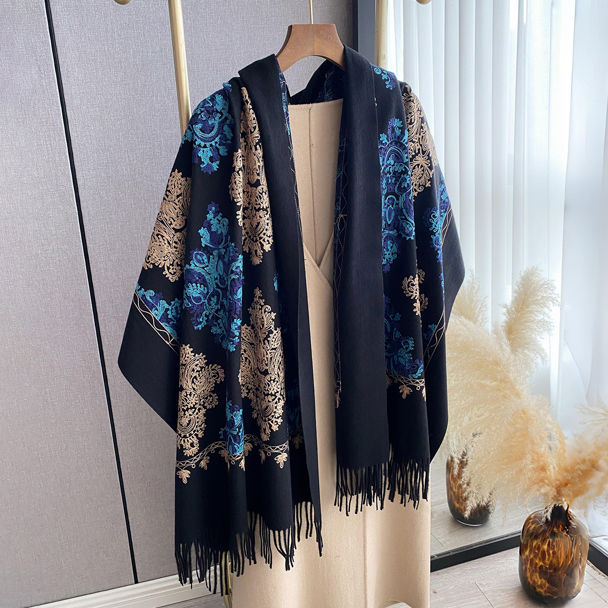 Women Fashion Winter Warm Cash - مراجعة Woven Scarf Blanket وسعره