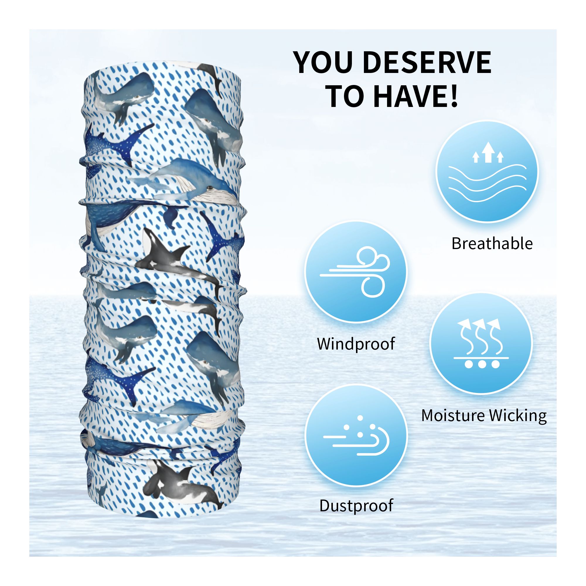 Custom Blue Watercolour Shark  - مراجعة Neck Warmer Tube وسعره