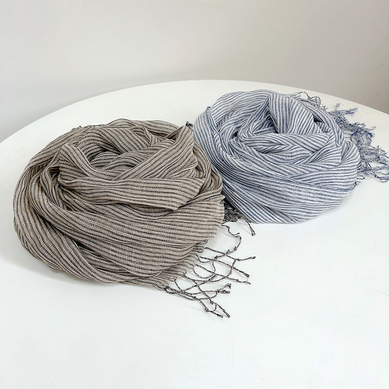 Retro Stripe 100% Linen scarf  - مراجعة Ascot Neck Scarf وسعره