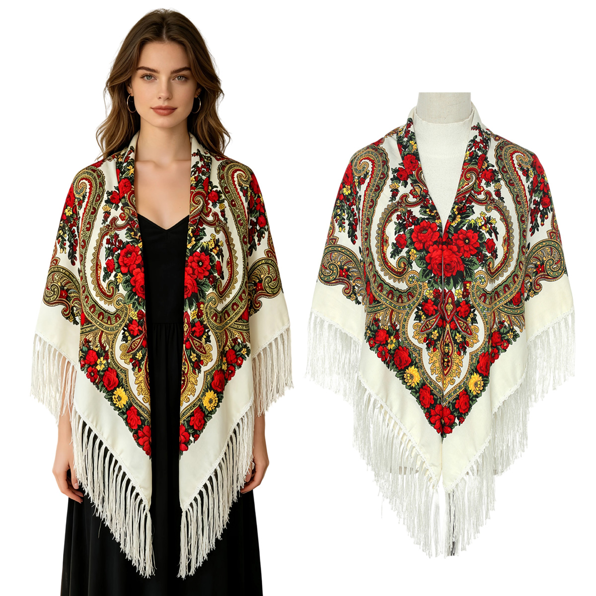 130cm New Russian Square Scarf - مراجعة Woven Scarf Blanket وسعره