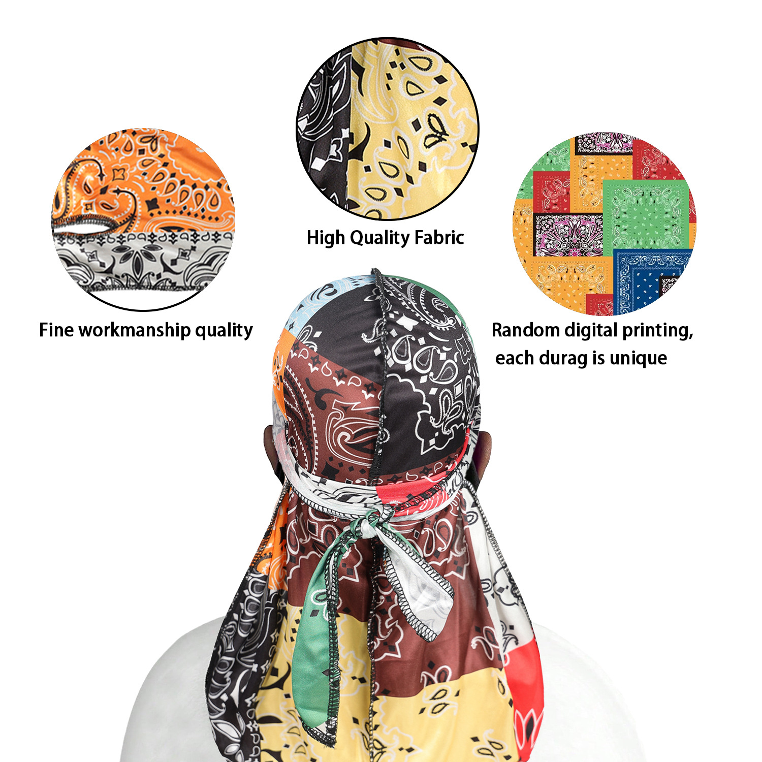 Paisley Printing Silky Durags  - مراجعة Bandana Doo Rag وسعره