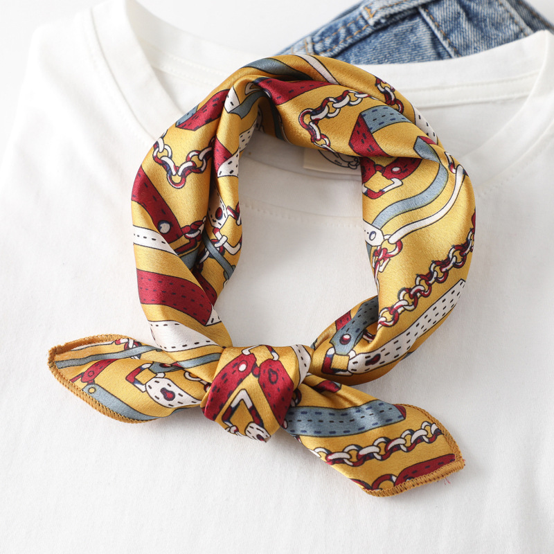 Women scarf  50*50cm Square Sk - مراجعة Silk Tie Striped وسعره