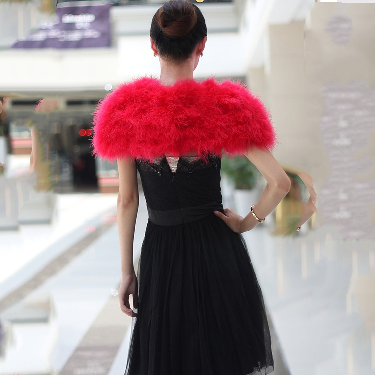 Women Ostrich Feather Boa Shaw - مراجعة Stole Wedding Shawl وسعره