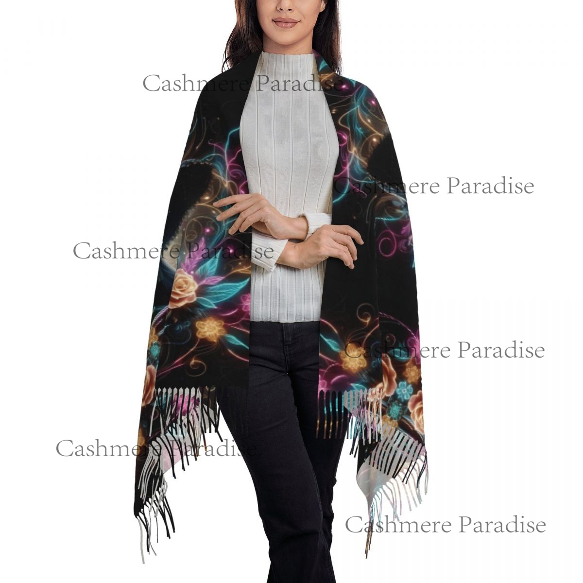 Mexico Skull Woman Vintage Sty - مراجعة Pashmina Wrap Large وسعره
