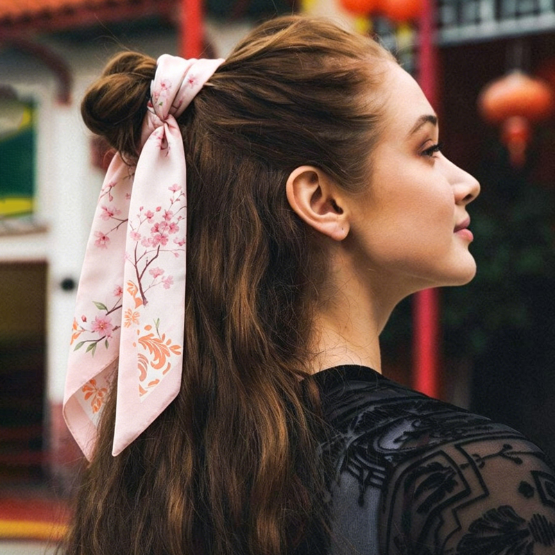 Fashion Women Silk Satin Skinn - مراجعة Ascot Neck Scarf وسعره