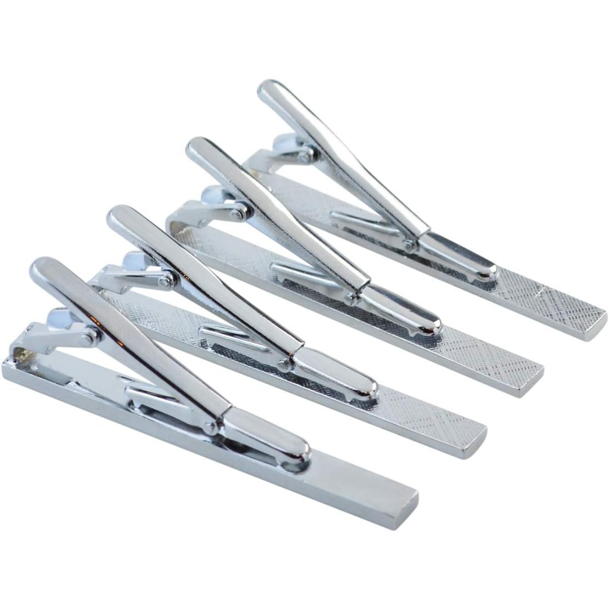 Set of 4 Silver Metal Necktie  - مراجعة Tie Clip Silver وسعره