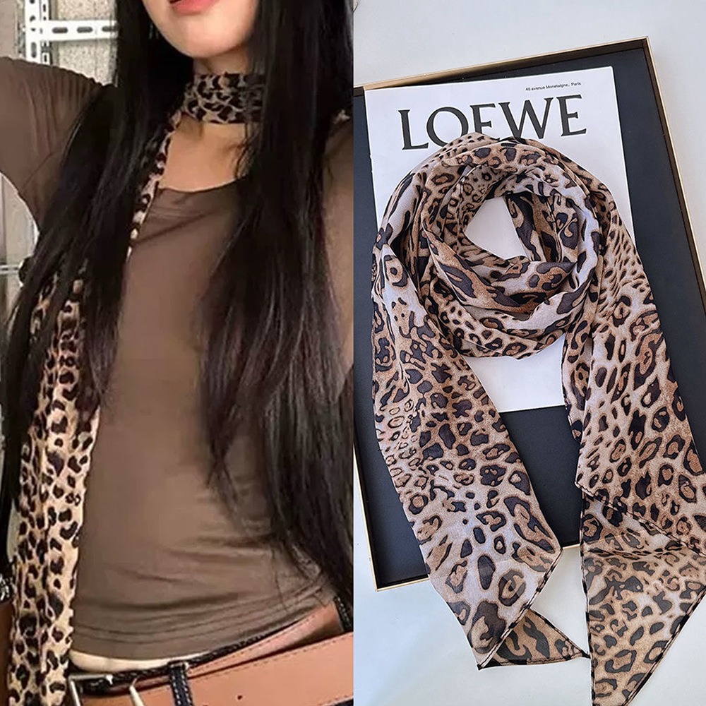 Leopard Small Long Silk Scarf  - مراجعة Silk Tie Striped وسعره
