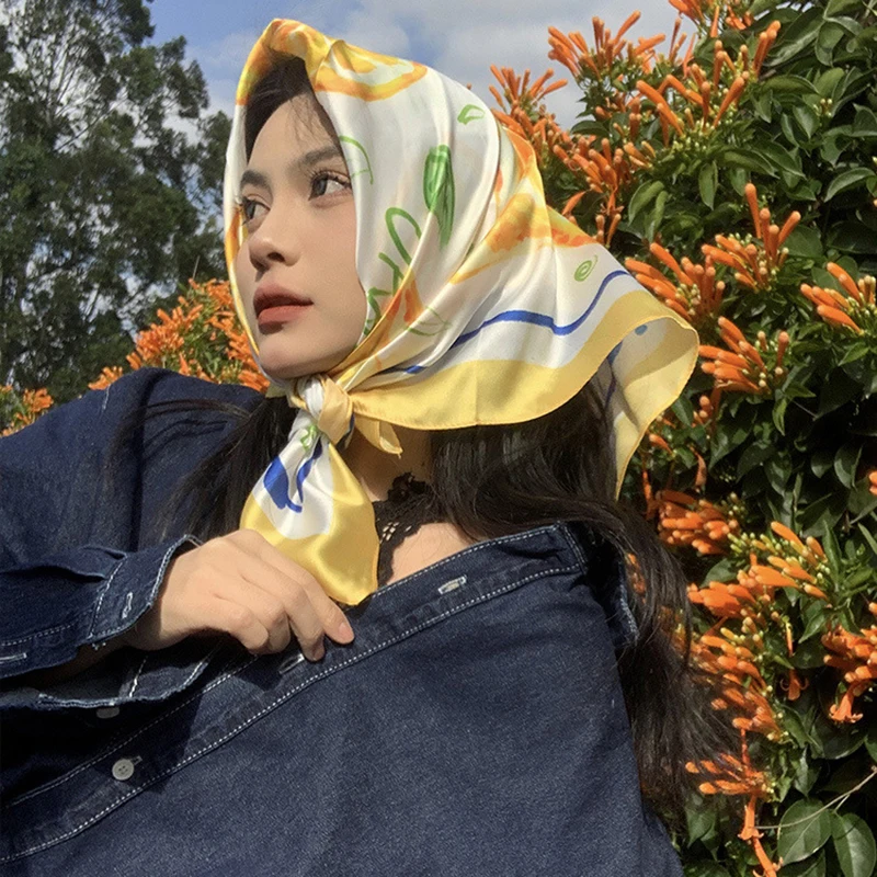 70cm Square Lemon Print Yellow - مراجعة Face Scarf Mask وسعره