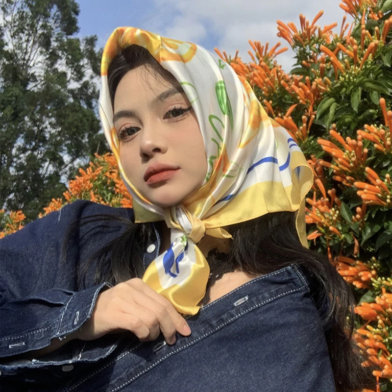 70cm Square Lemon Print Yellow - مراجعة Face Scarf Mask وسعره