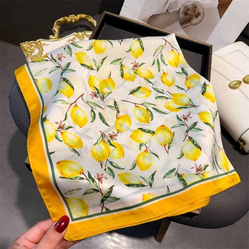 70cm Square Lemon Print Yellow - مراجعة Face Scarf Mask وسعره