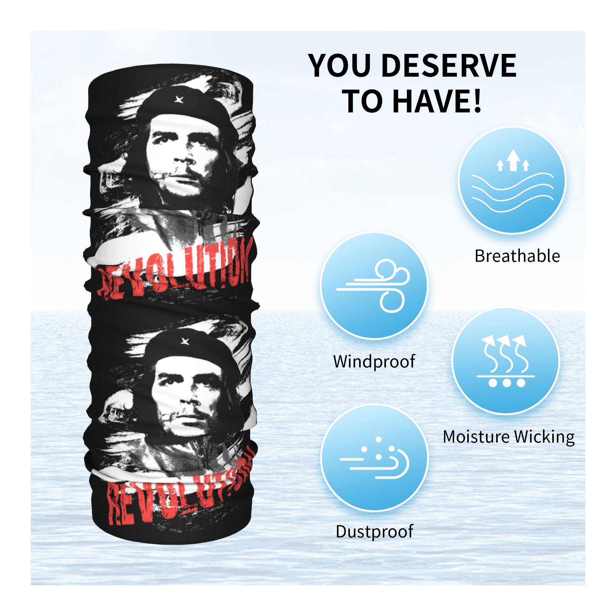 Custom Che Guevara Revolution  - مراجعة Neck Warmer Tube وسعره