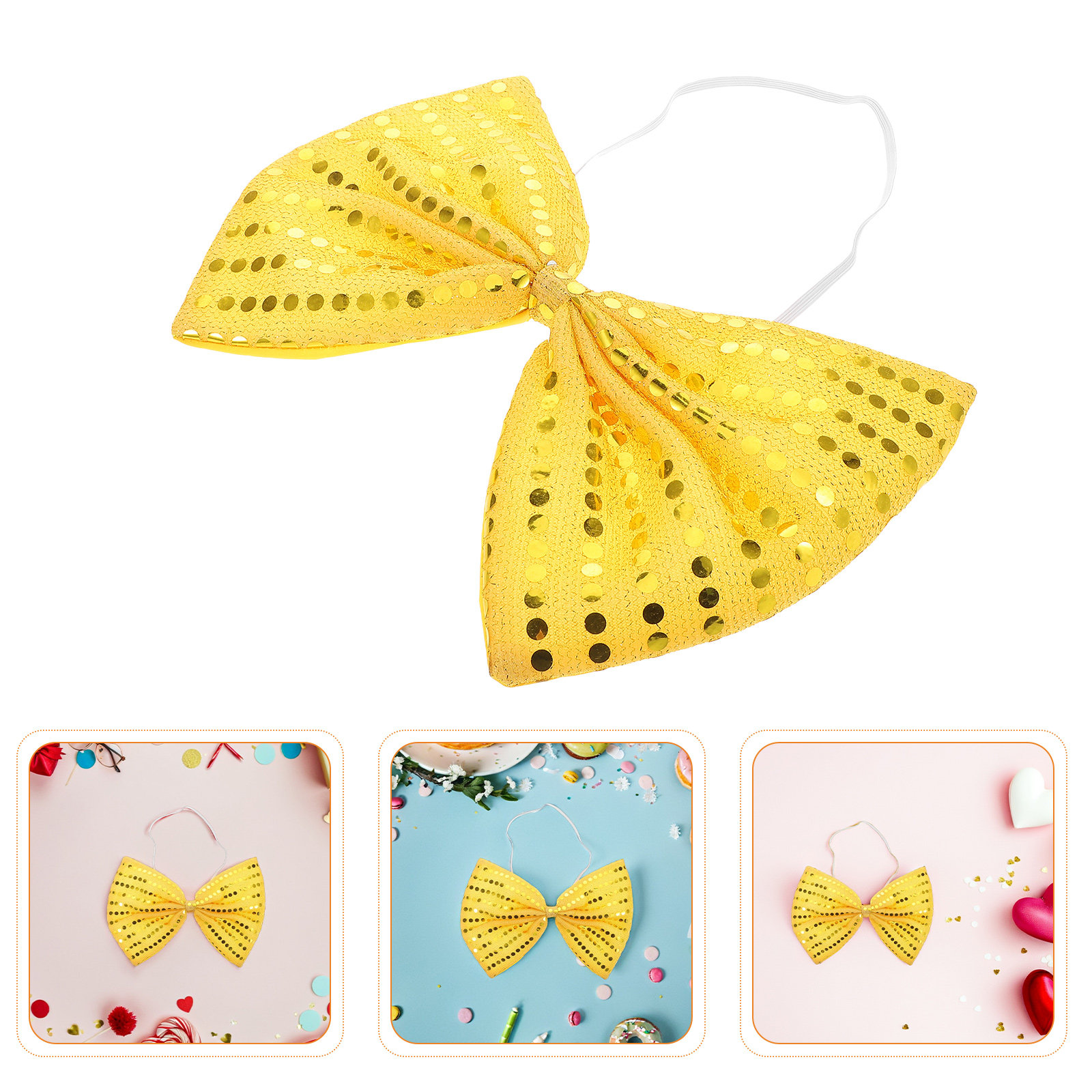 2Pcs Gold Sequin Bow Tie Overs - مراجعة Bow Tie Pre Tied وسعره