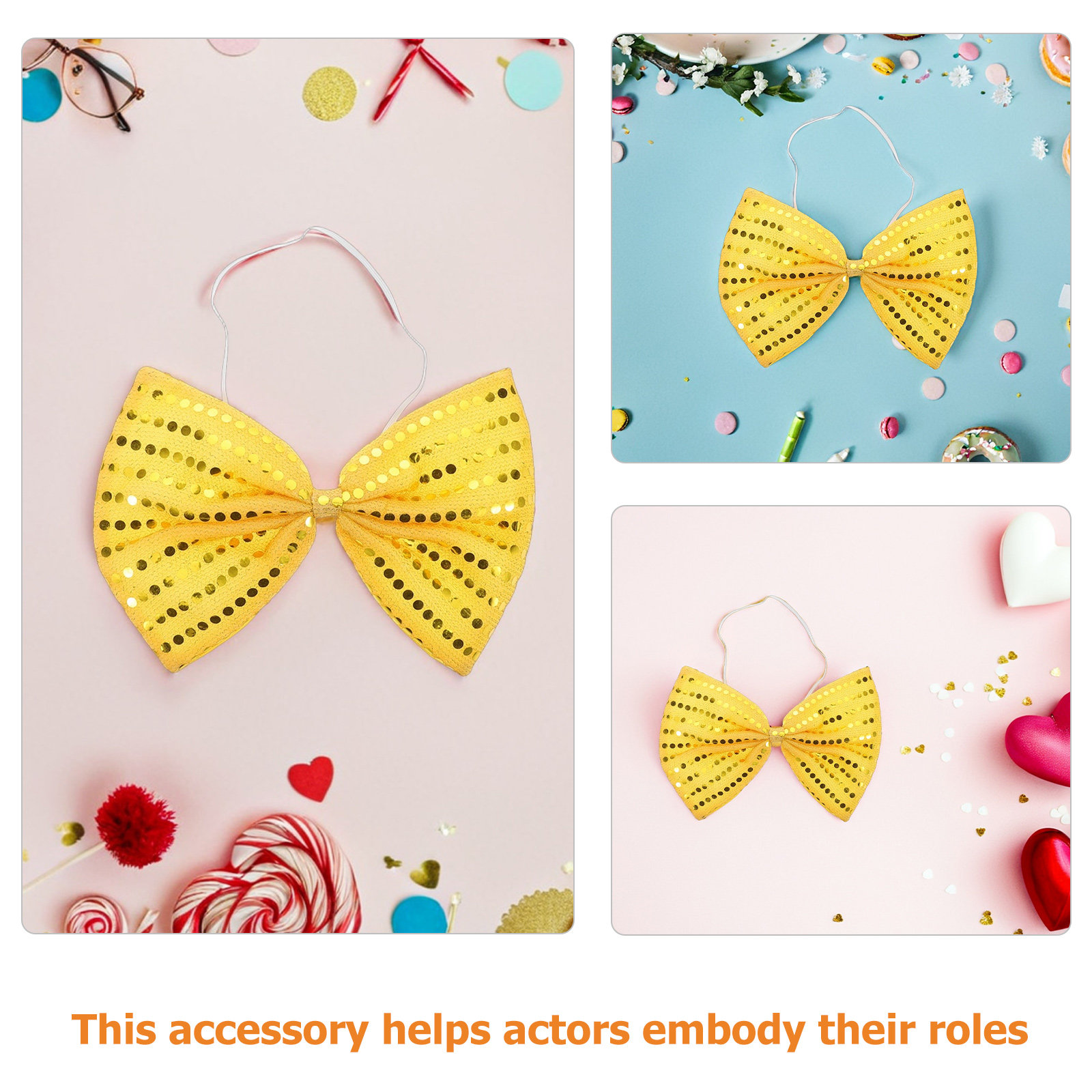 2Pcs Gold Sequin Bow Tie Overs - مراجعة Bow Tie Pre Tied وسعره