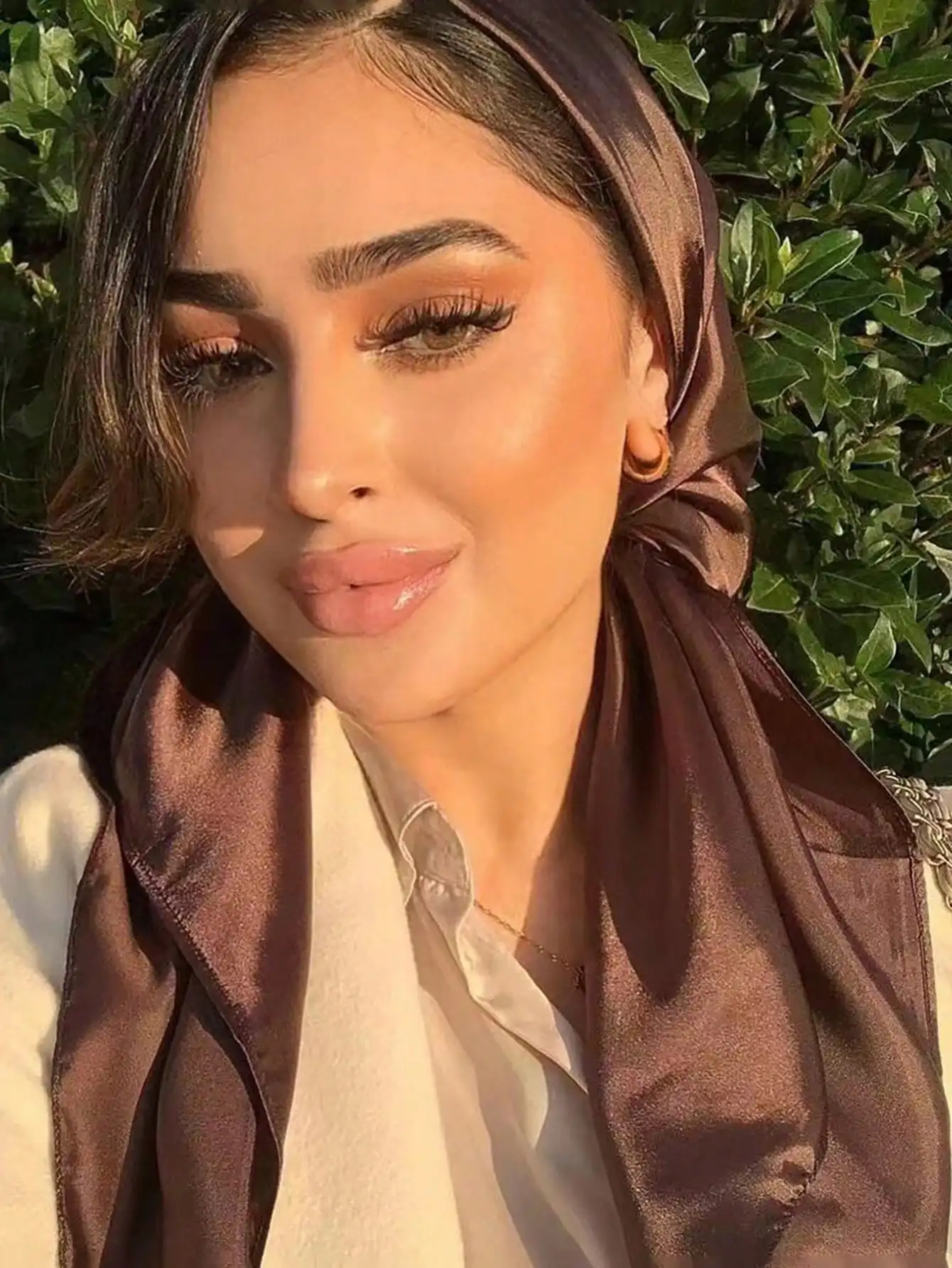 1pc Women White Silk Scarf, Ve - مراجعة Scarf Silk Square وسعره
