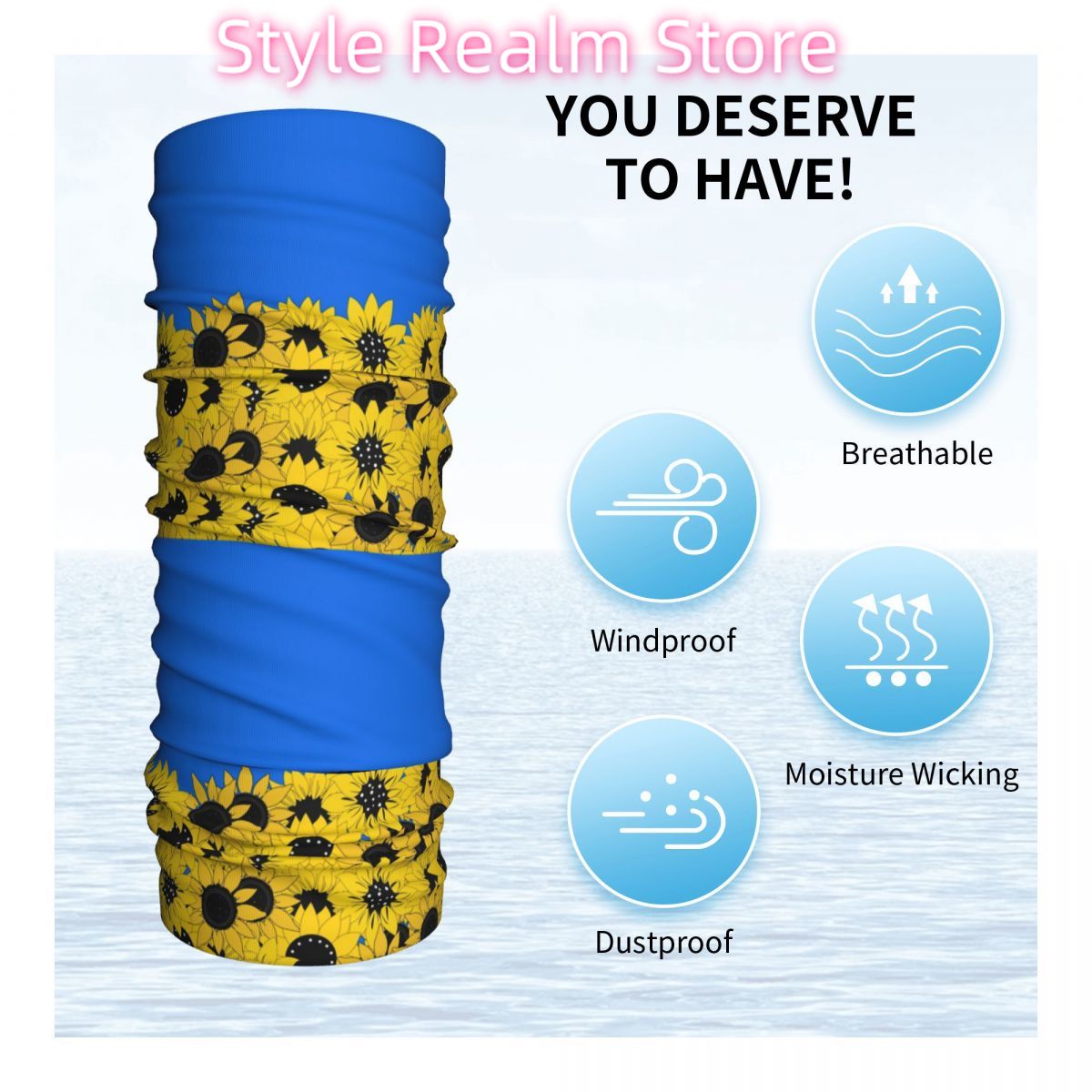 Blue Sunflower Printed Winter  - مراجعة Neck Warmer Tube وسعره