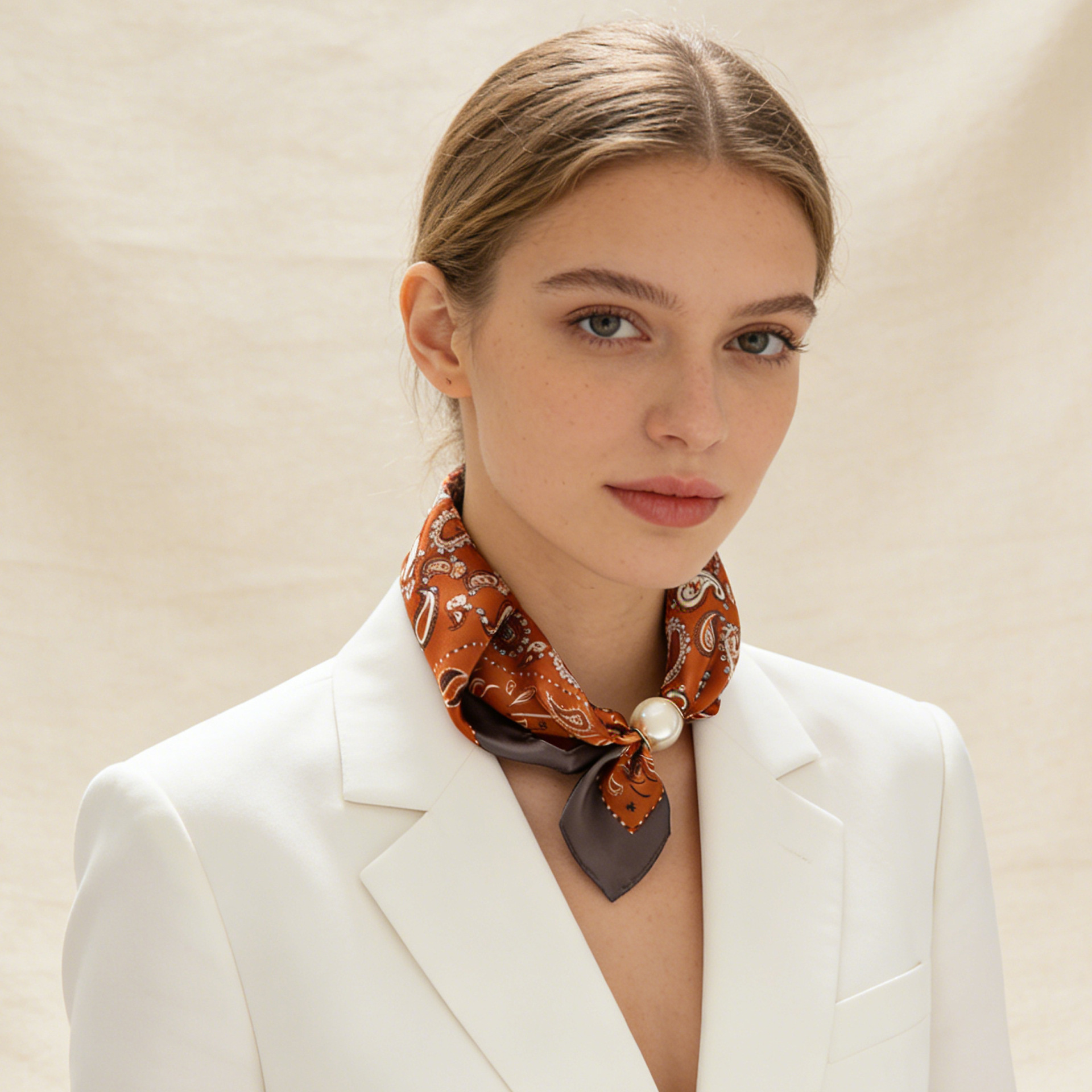 Scarf Chain Silk Lazy Magnetic - مراجعة Ascot Neck Scarf وسعره