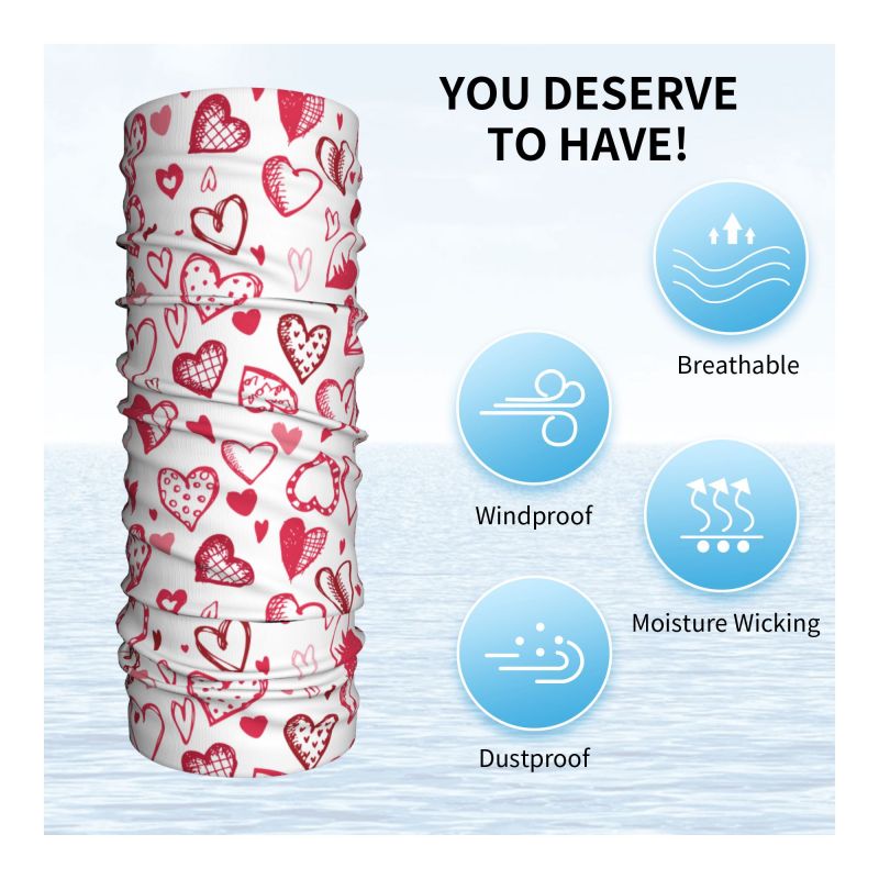 Pink Red Love Hearts Bandana N - مراجعة Neck Warmer Tube وسعره