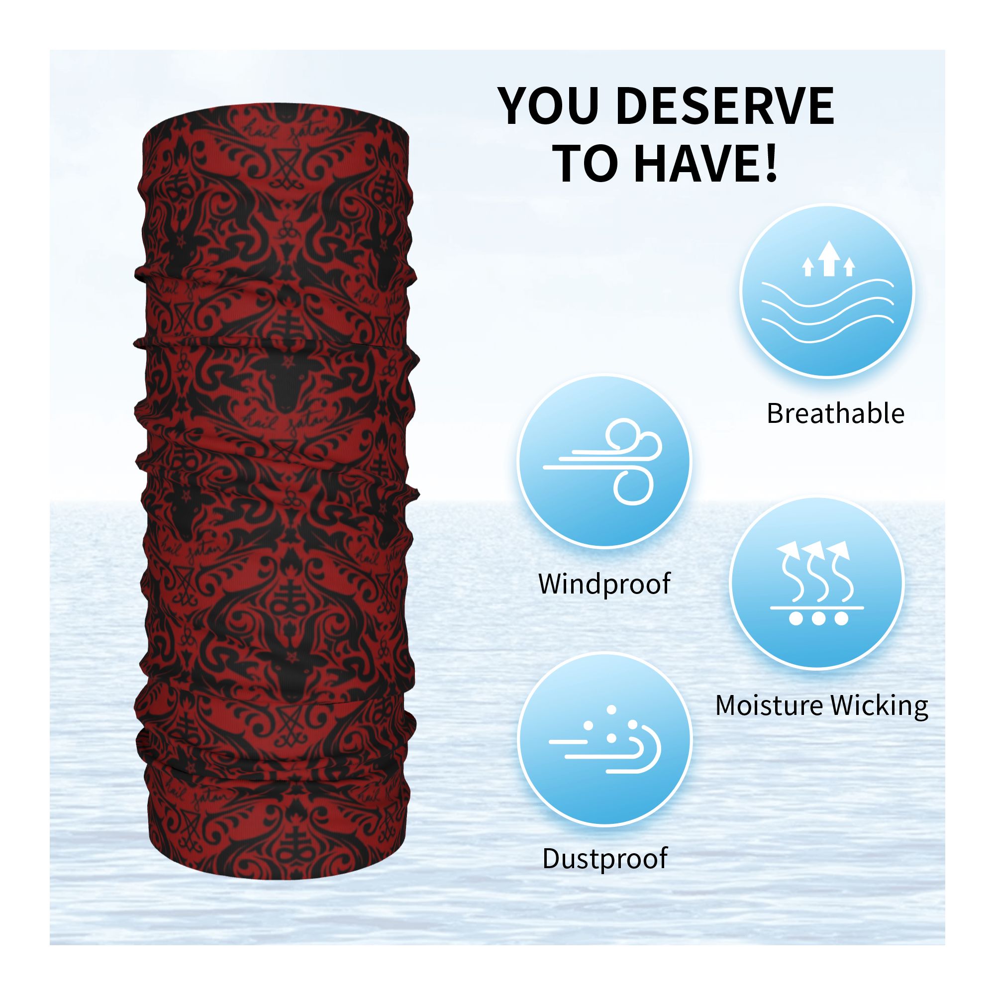 Baphomet Damask Hail Satan Bla - مراجعة Neck Warmer Tube وسعره