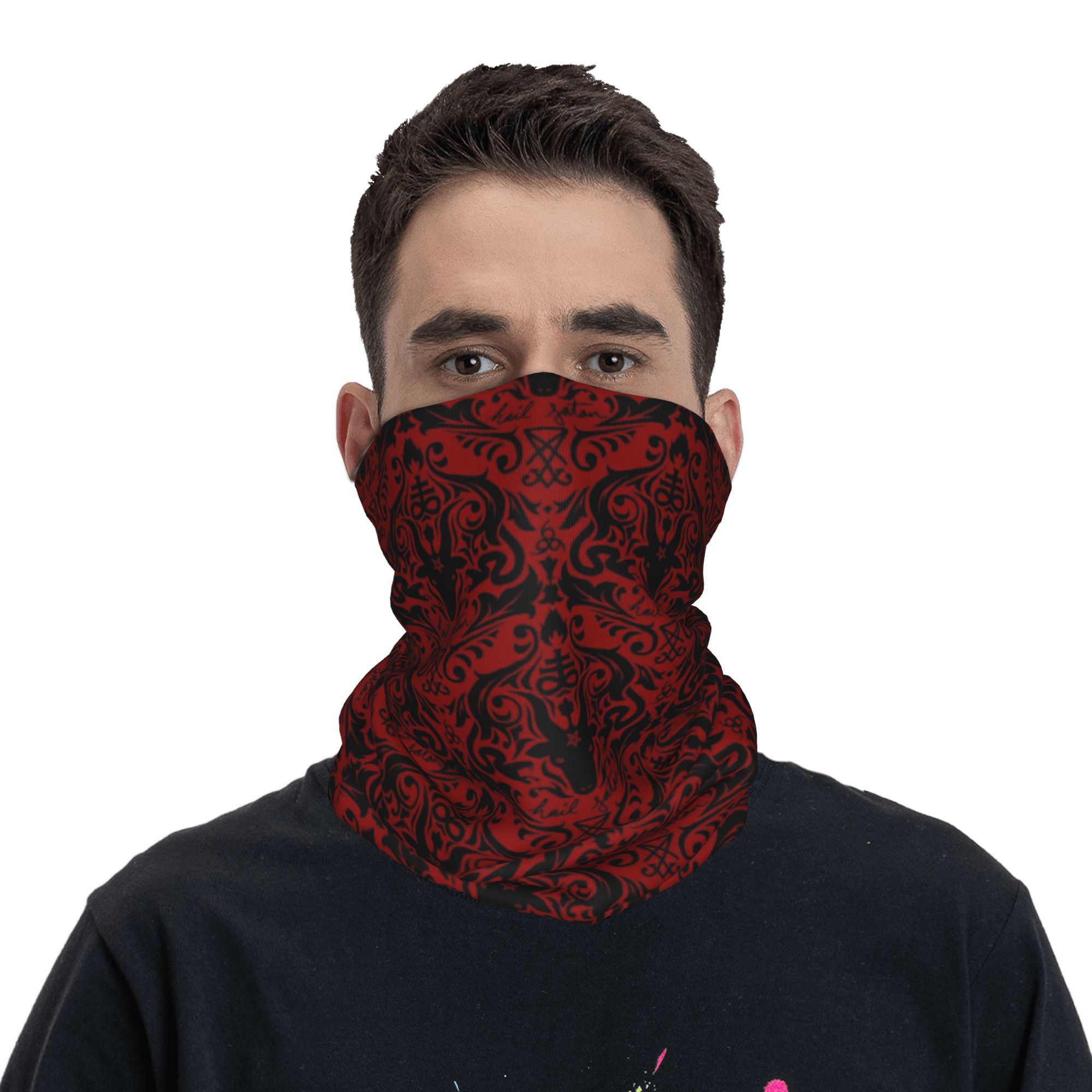 Baphomet Damask Hail Satan Bla - مراجعة Neck Warmer Tube وسعره