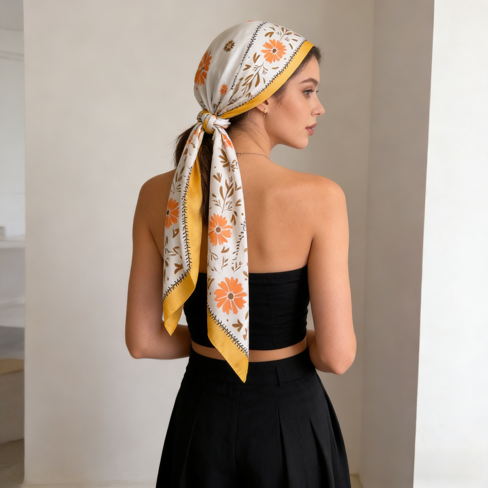 1Pc new printed fashion silk s - مراجعة Scarf Silk Square وسعره