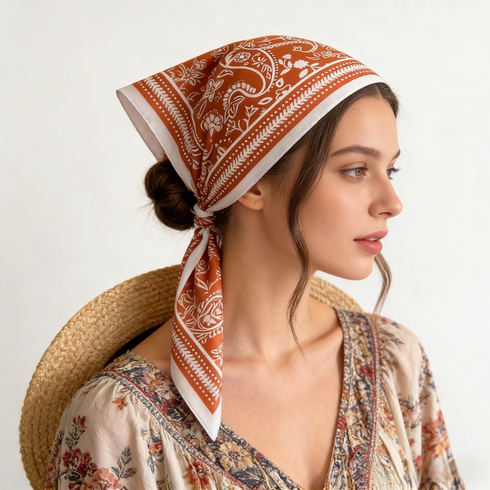 1Pc cashew print fashion silk  - مراجعة Scarf Silk Square وسعره