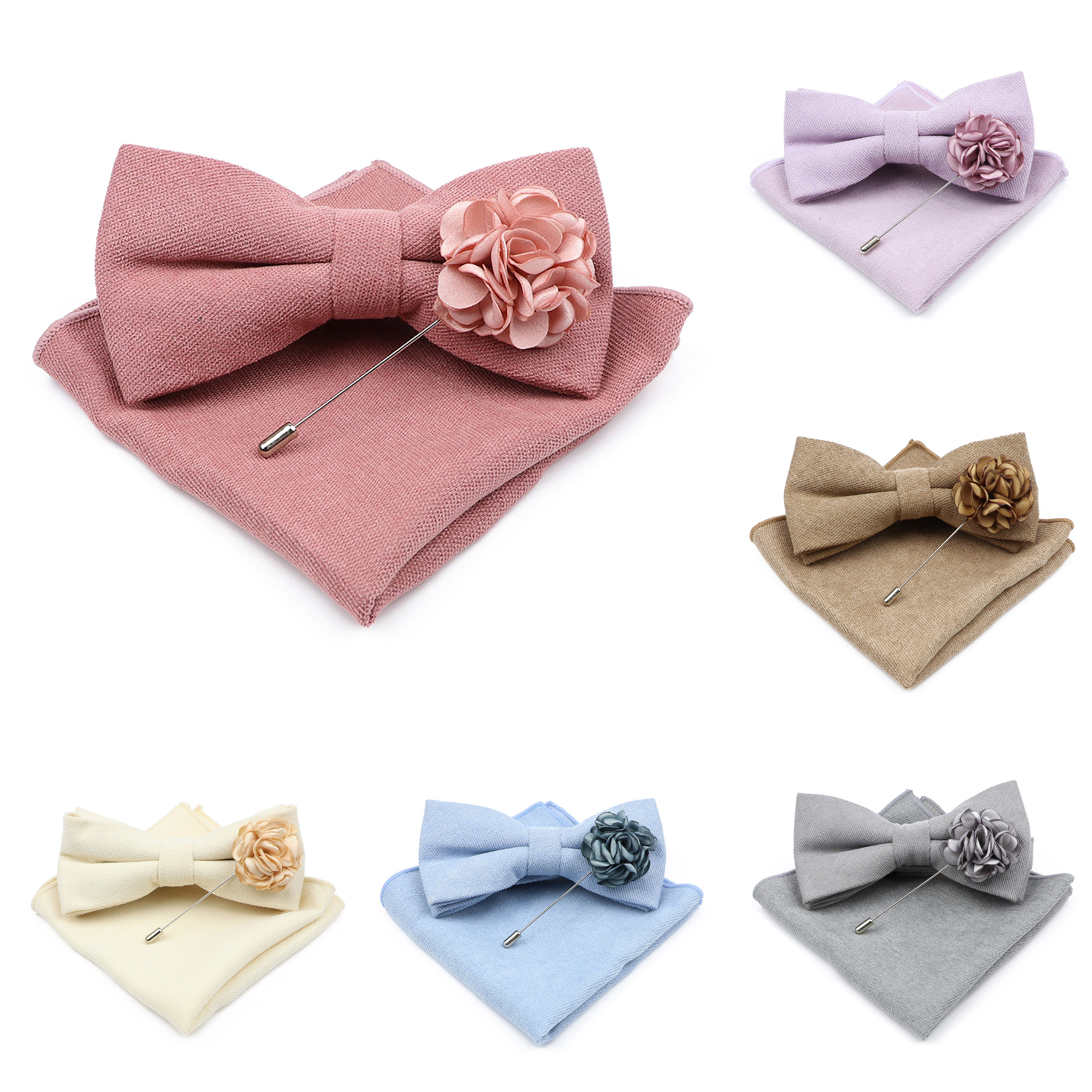 Mens Solid Color Cotton Bowtie - مراجعة Handkerchief Cotton Men وسعره