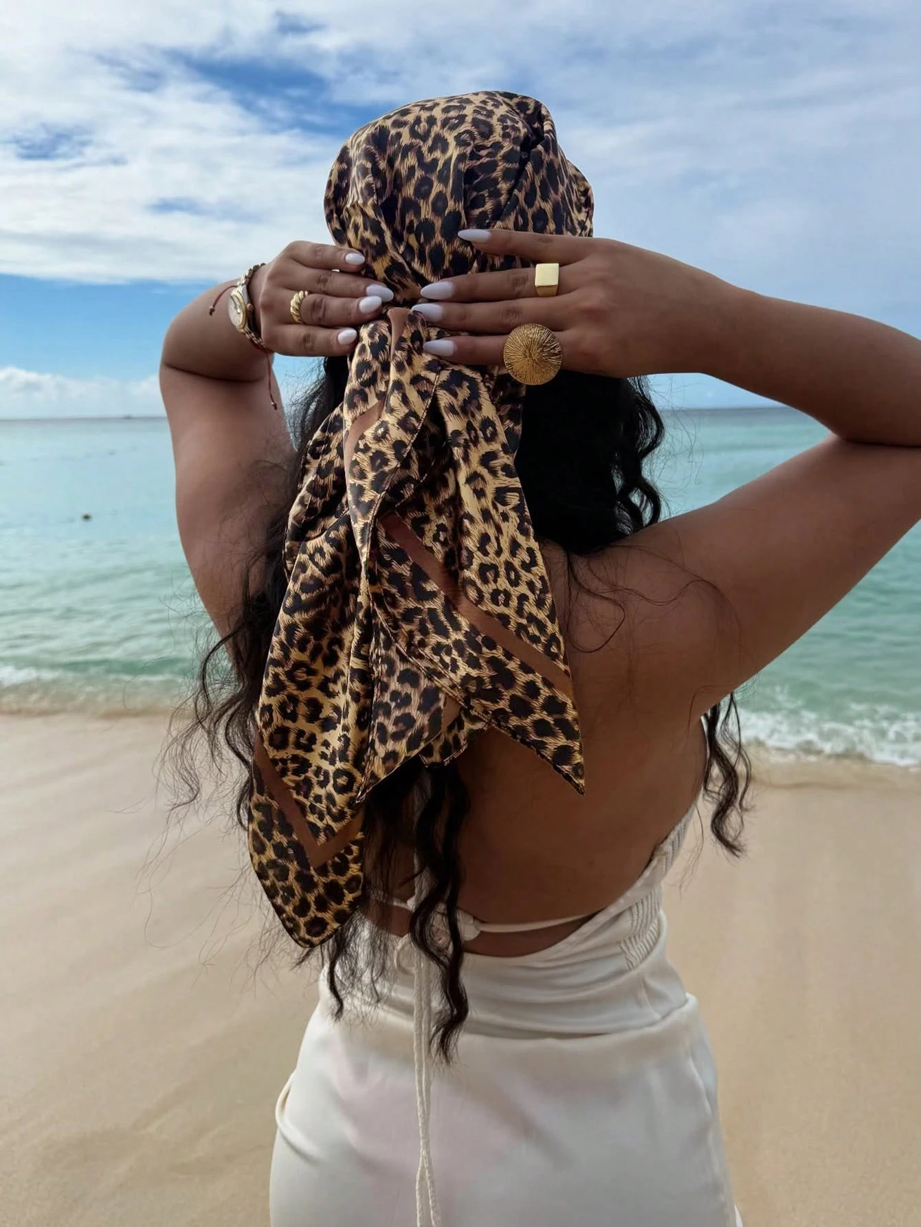 90cm Leopard Print Neckerchief - مراجعة Face Scarf Mask وسعره